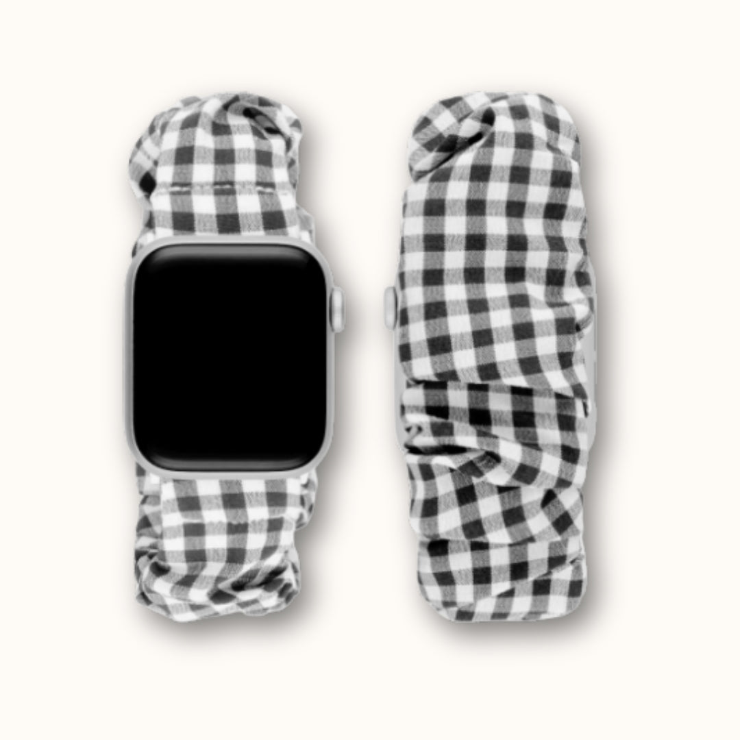 Scrunchie Apple Watch Band - Black Gingham