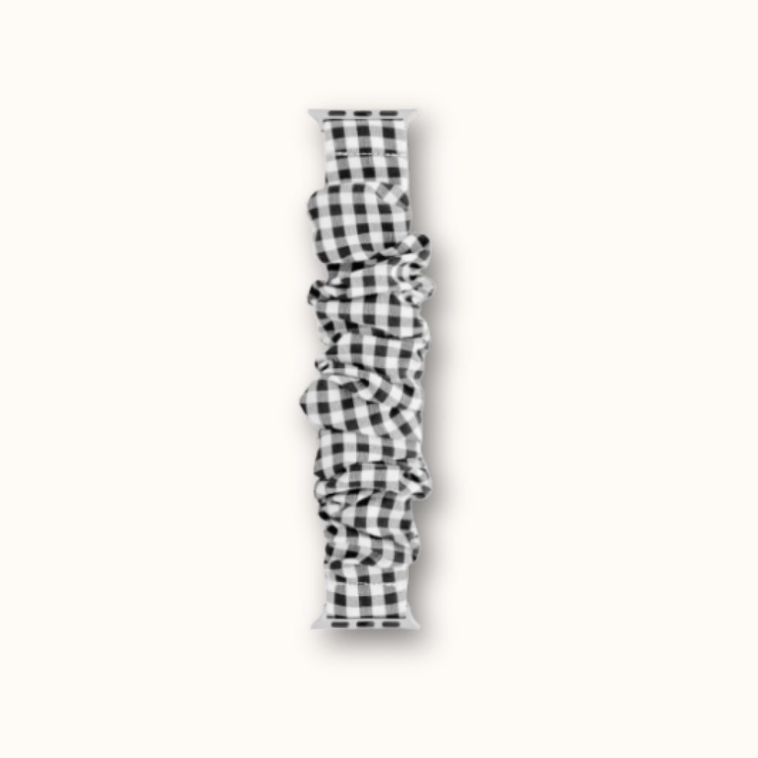 Scrunchie Apple Watch Band - Black Gingham